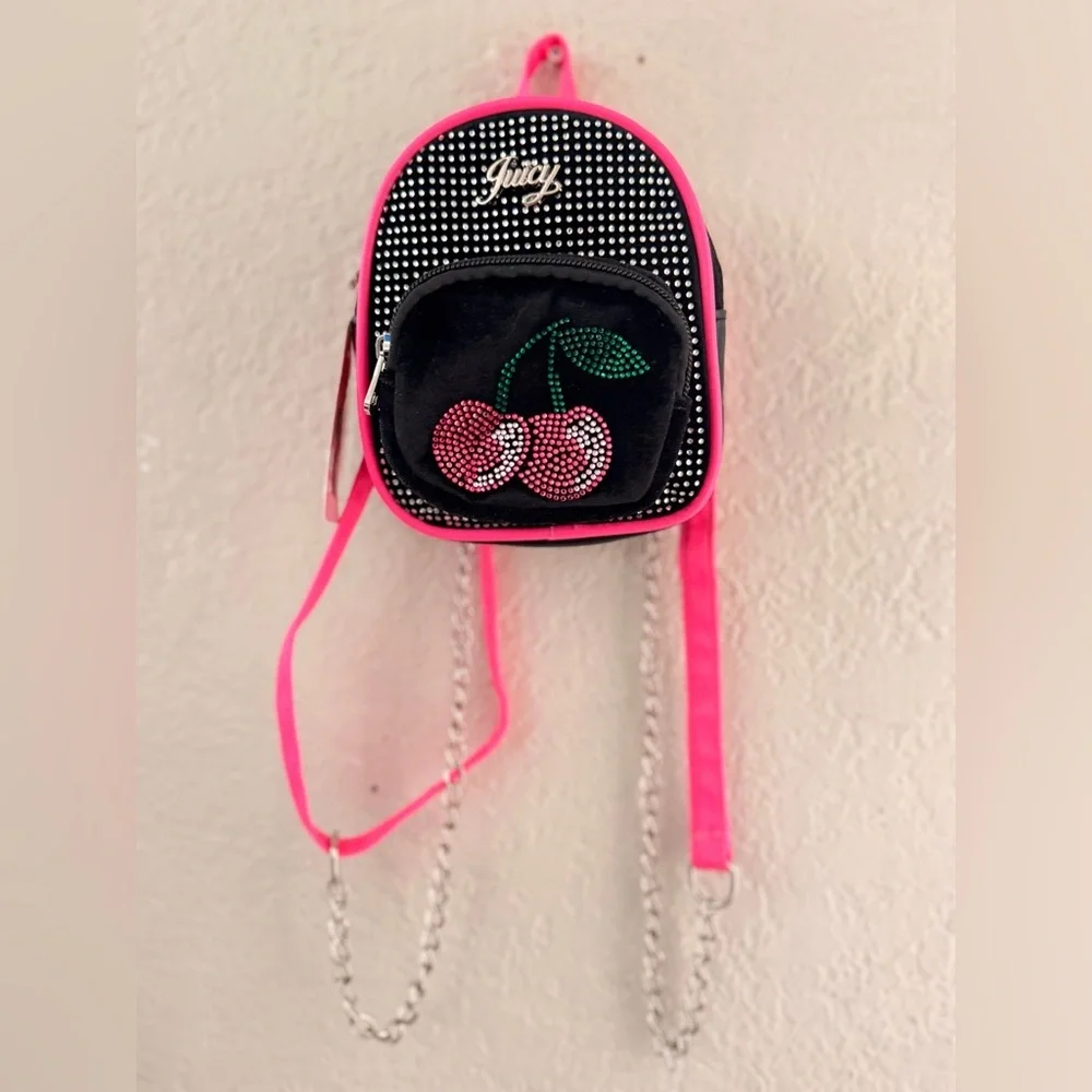 Juicy Couture Mini Backpack Purse Cherry Rhinestone Design Viral TikTok Bag Juicy Couture Mini Backpack Purse Cherry Rhinestone Design  main image 3